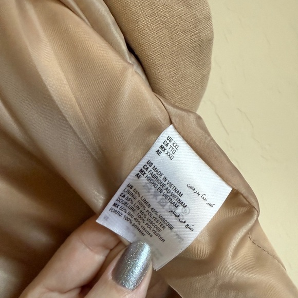 Bar III Women’s Blazer Linen Taupe Tan Camel Open Front Business Casual XXL - Picture 4 of 15